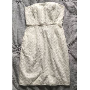J Crew White Floral Lace Eyelet Strapless Dress